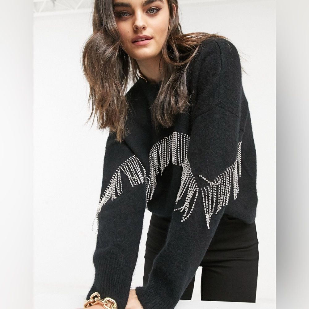 & Other Stories crystal fringe sweater
